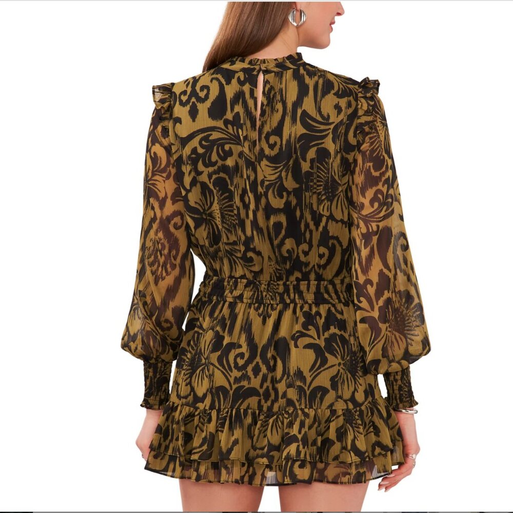 NWT 1.State Long Sleeve Smock-Neck Ruffle-Skirt Dress Size Small - Picture 5 of 15